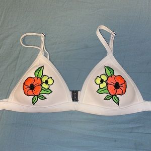 White floral bathing suit top